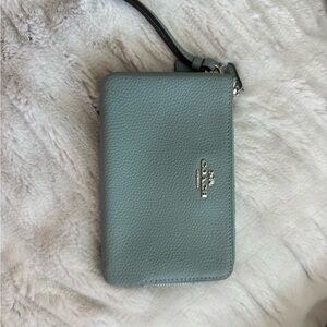 Coach Sky Blue Leather Wristlet